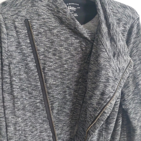 G.H.Bass Women's Moto style wrap sweater jacket Spacedye Black large - Picture 5 of 7
